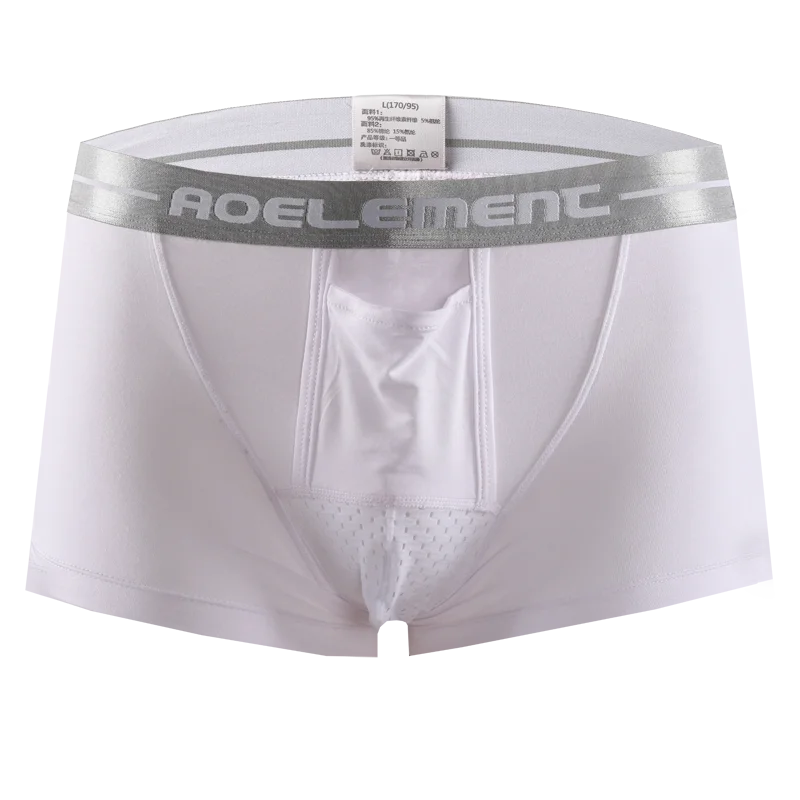 Bala roupa interior separada masculina ventilada verão cuecas secas saco de seda gelo boxers saudáveis