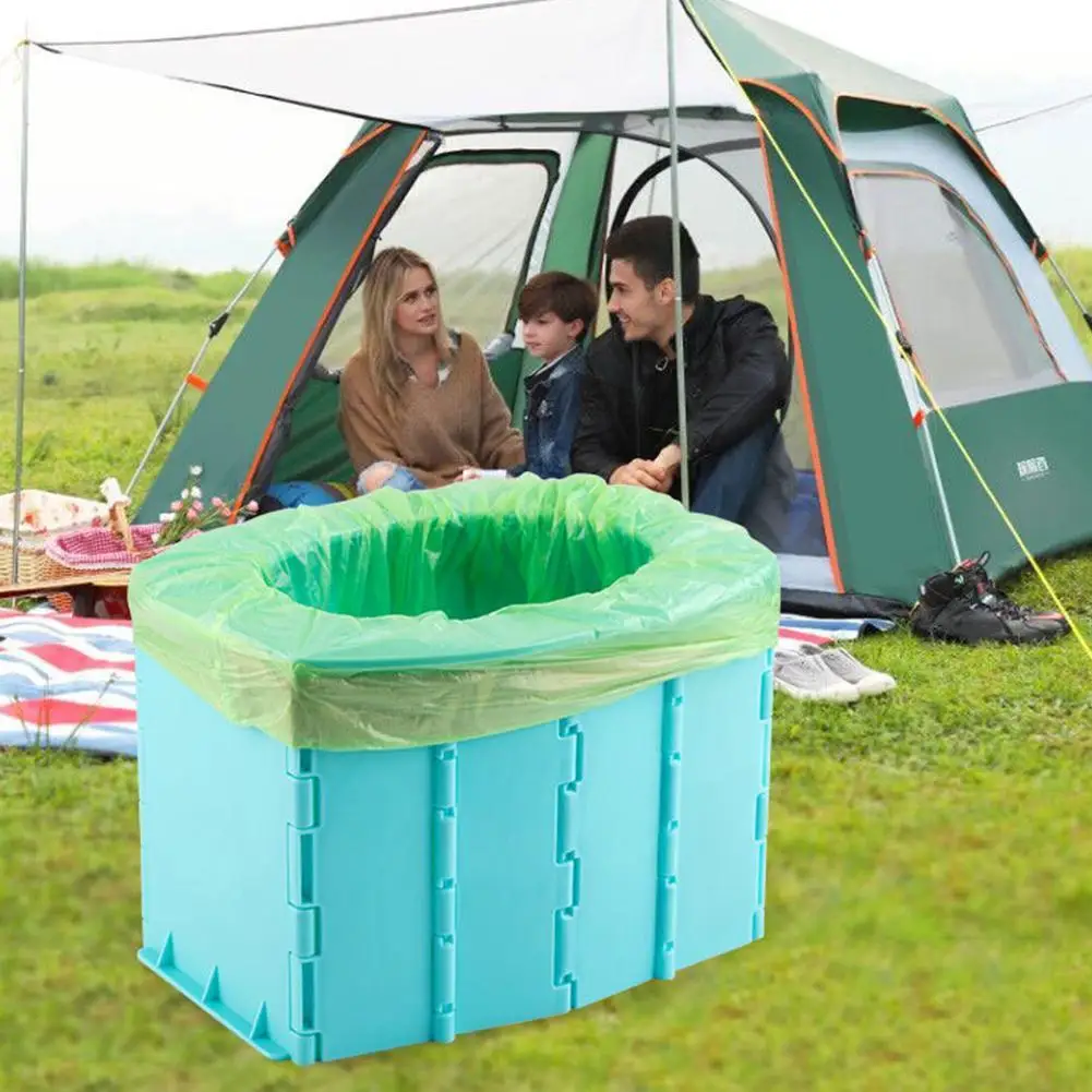 Inodoro portátil de emergencia para coche, cubo plegable para acampar, asiento para el hogar, orinal al aire libre, reutilizable, lavable, Picnic, viaje, cubo para vómito