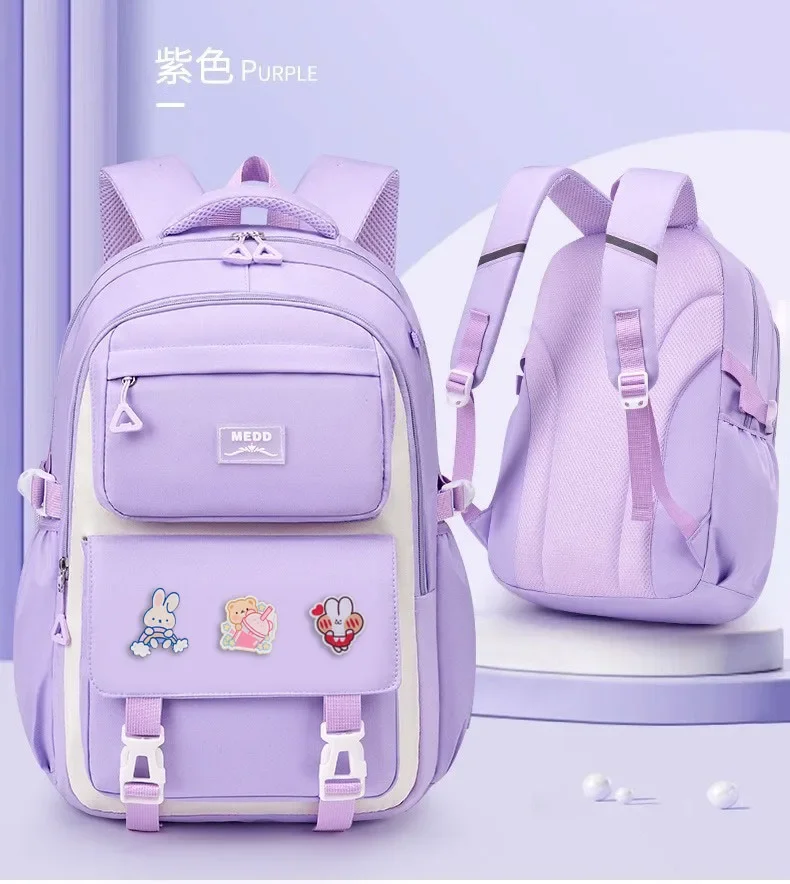 Ergonomic Lightweight and Load Reducing Backpack for Girls Waterproof Breathable Multi-layer Large Capacity Elementary School