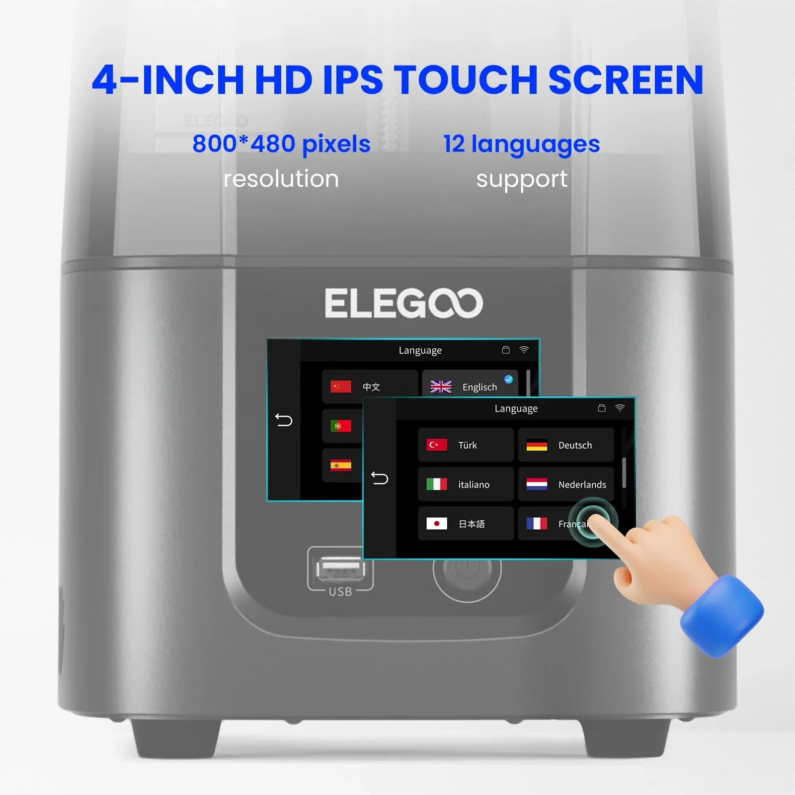 ELEGOO MARS 4 ULTRA 9K Mono MSLA 3D-принтер с 7-дюймовым ЖК-дисплеем 9K, скорость печати до 150 мм/ч, передача Wi-Fi, размер печати 153 × 77 × 165 мм