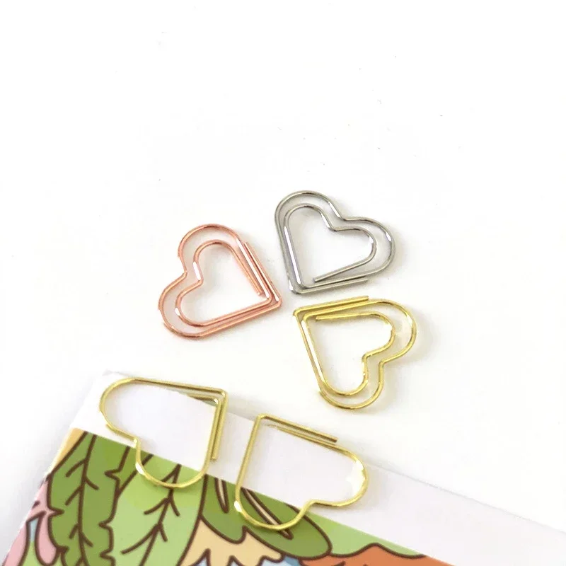 50 ชิ้น/เซ็ตกระดาษโลหะคลิป Hearts Mini Binder คลิปบุ๊คมาร์ค BindingNote ตกแต่งเครื่องเขียนโรงเรียน Office Binding Supplies