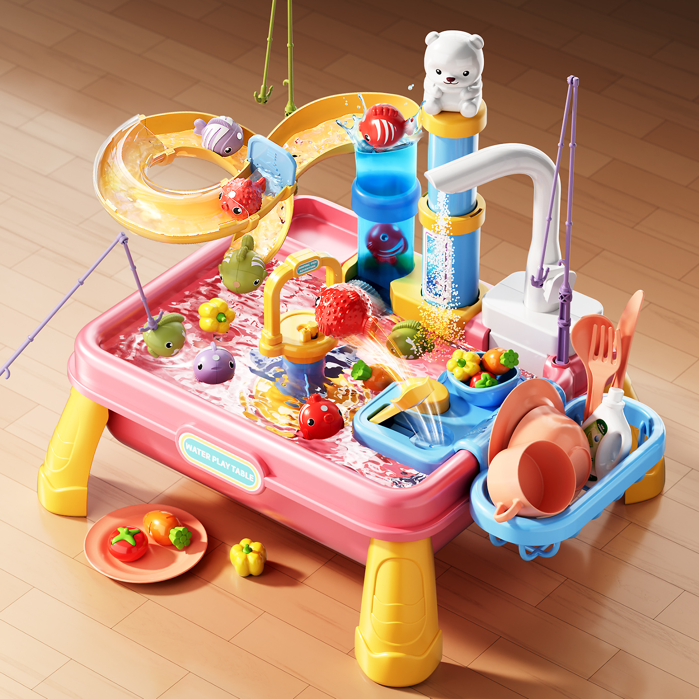 Электрическая игрушка-раковина, кухонный игровой набор, детская водная игра, ролевая игра с фруктами, овощами, едой, магнитной рыбалки для мальчиков и девочек