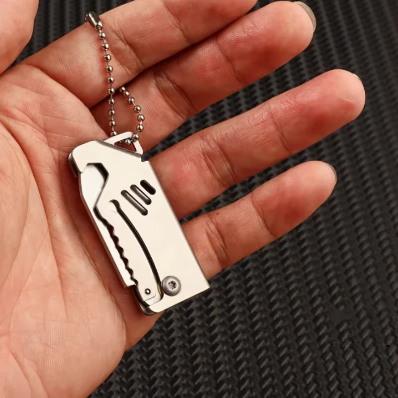 Mini coltello pieghevole da esterno apribottiglie portatile in acciaio utensile da taglio affilato gancio coltello ad alta durezza strumento di sopravvivenza da campeggio