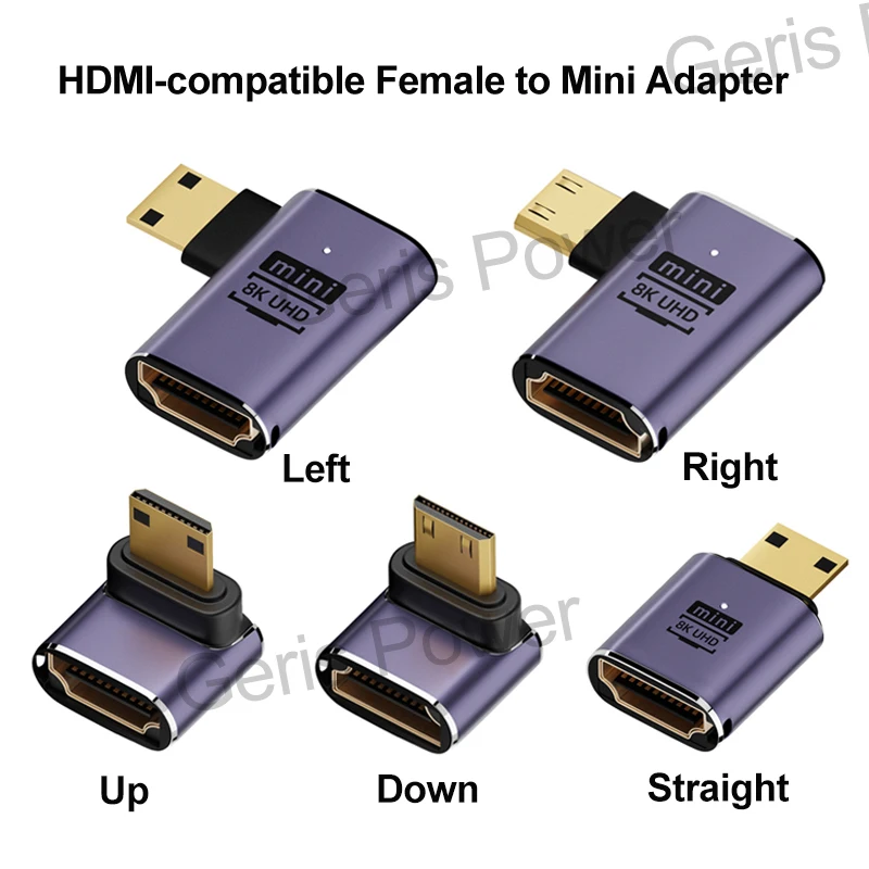 HDMI-kompatibler Adapter 90 270 Grad rechtwinkliger Stecker auf Buchse Konverter 8K HD-Anschluss Mini / Micro HDMI-kompatibler Extender