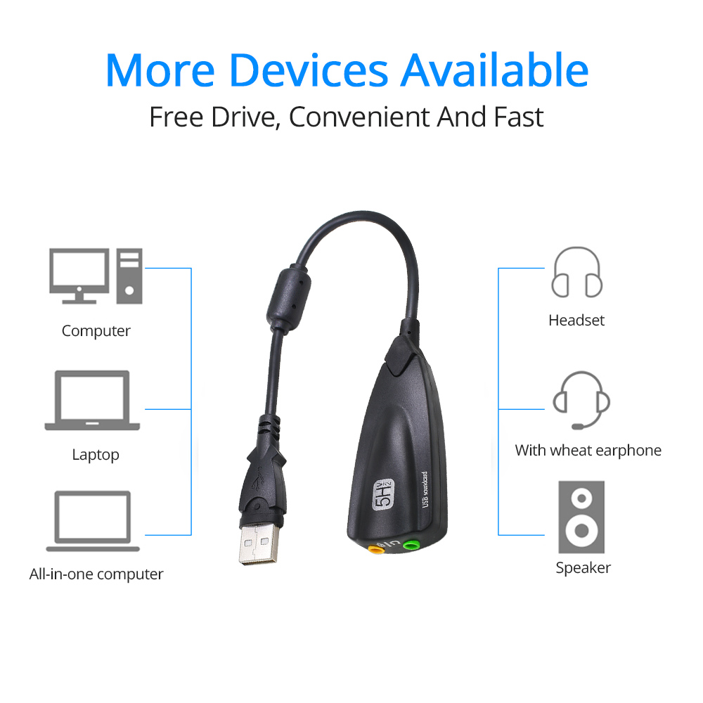 5HV2 stereo 7.1 kanał z kablem karta dźwiękowa USB karta dźwiękowa do gier komputerowych dedykowana zewnętrzna wysokiej klasy karta dźwiękowa