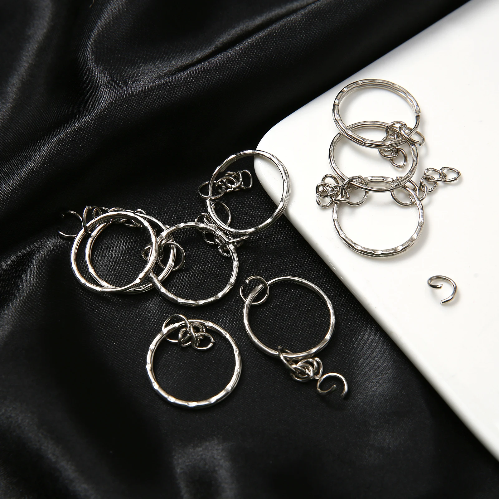 10/50/100/200 pcs Silver Metal Split Key Ring with Chain Jump Rings for DIY Findings Making Keychain Accessories