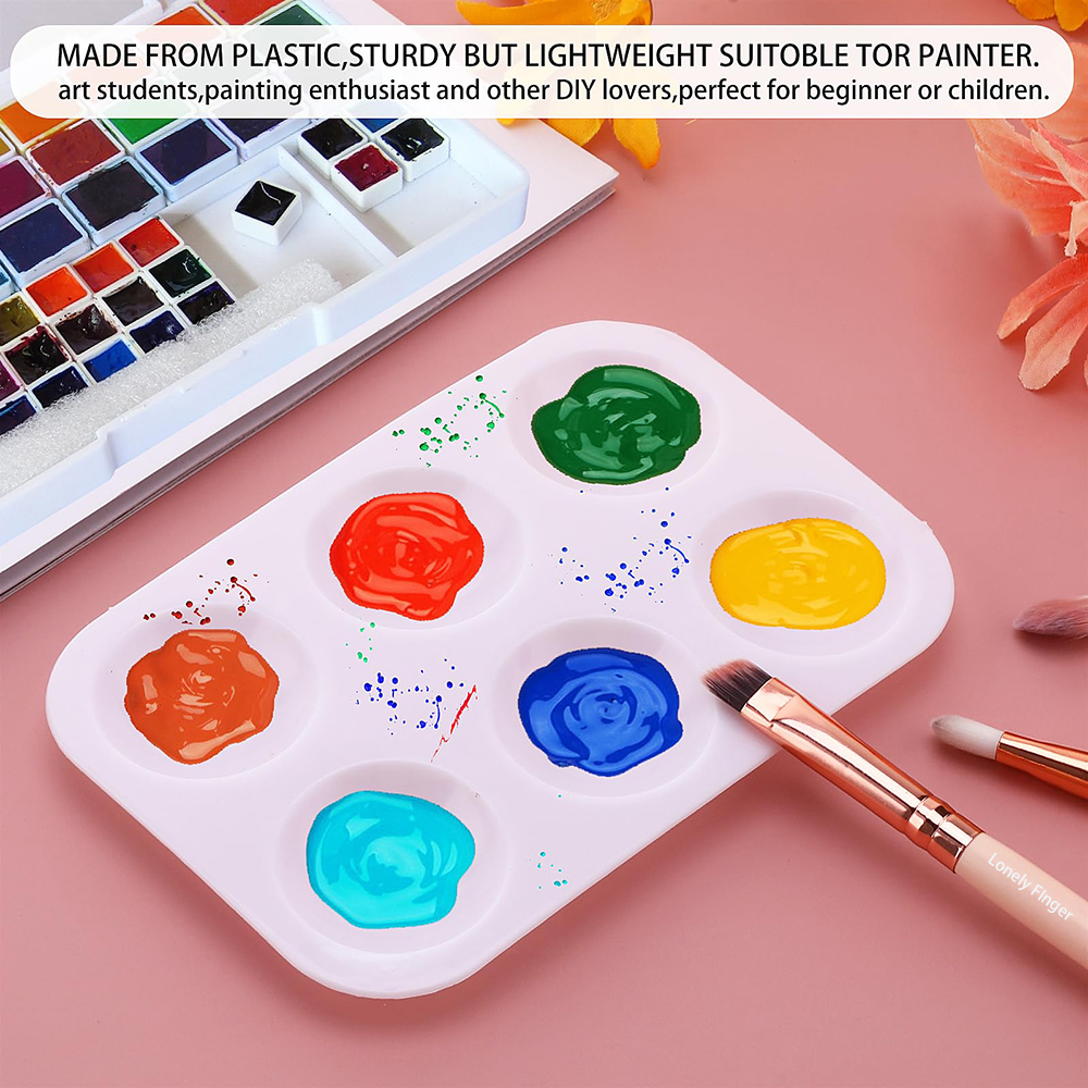Farbtablett-Palette, 6-Grad-Mini-Aquarell-Farbpalett aus Kunststoff für Kunstmalerei und DIY-Bastelklasse, 2/3/8/20/30 Stück