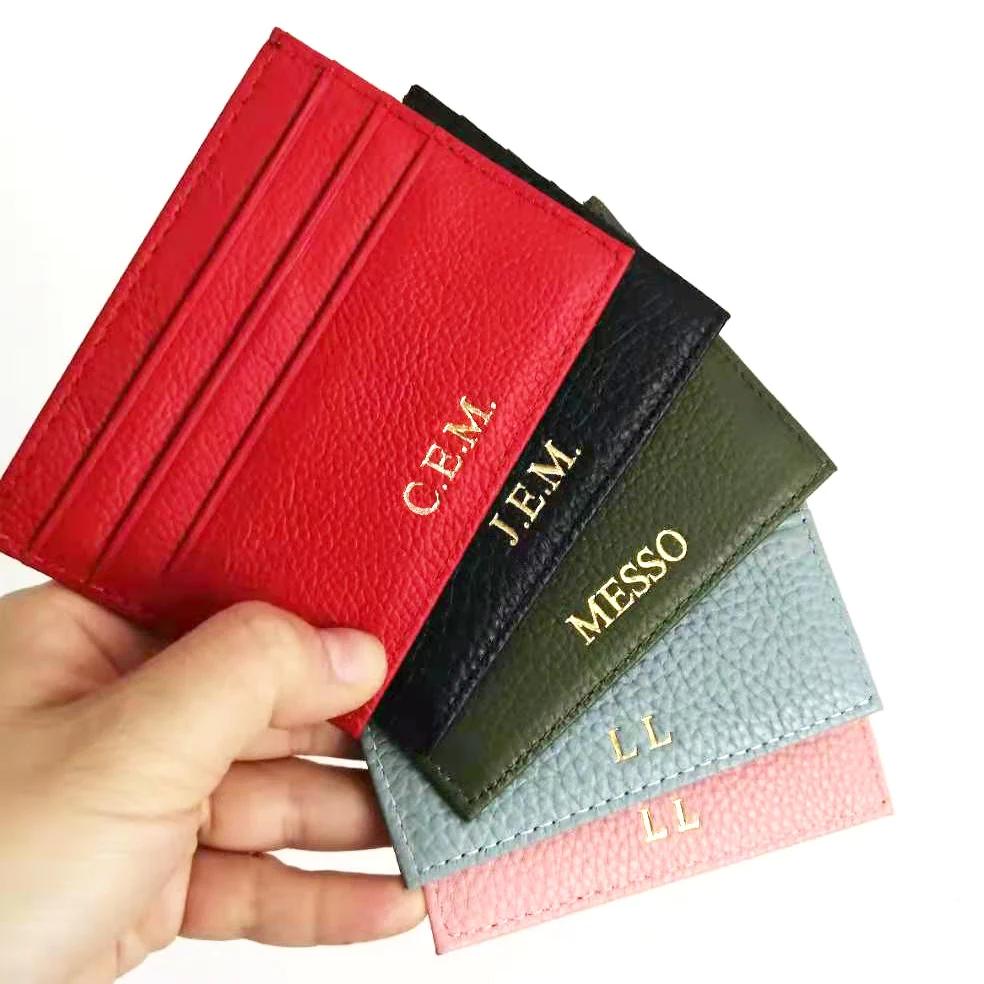 Tùy Thư Da Thật Chính Hãng Da Giữ Thẻ Cá Tính Ban Đầu Mỏng Nhẹ Hình Độc Tên Ví Đựng Thẻ Tự Làm Quà Cưới