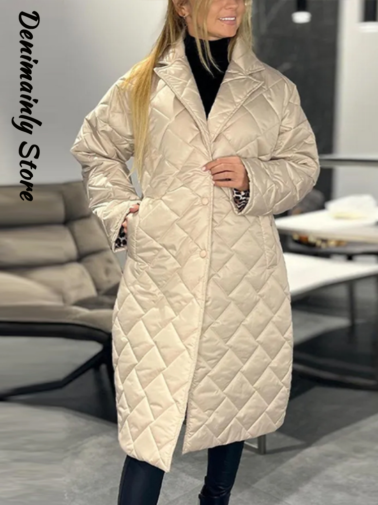 Mode Leopard Split Stepp Jacke Frauen Revers Einzelne Brust Volle Hülse Lose Warme Mantel 2025, Winter Dame Chic Outwears Neue