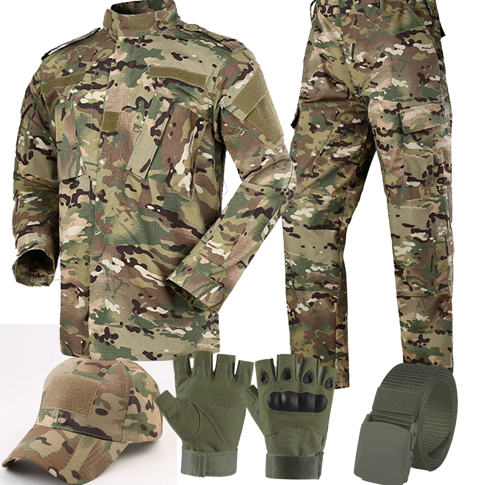 18 ao ar livre milita uniforme tático resistente ao desgaste terno safari masculino forças especiais casaco calça pesca camuflagem roupas de caça