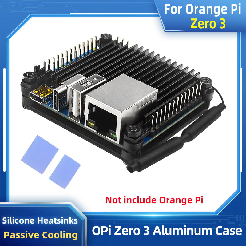 Orange Pi Zero 3 Caja de aluminio Carcasa de enfriamiento pasivo de metal Disipador de calor de silicona para placa OPI Zero 3 1 2 4GB
