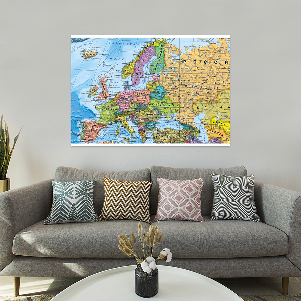 Póster de pared plegable de tela no tejida con mapa de Rusia, Impresión de póster, decoración de habitación del hogar, suministros de viaje escolar en ruso, 100x70cm