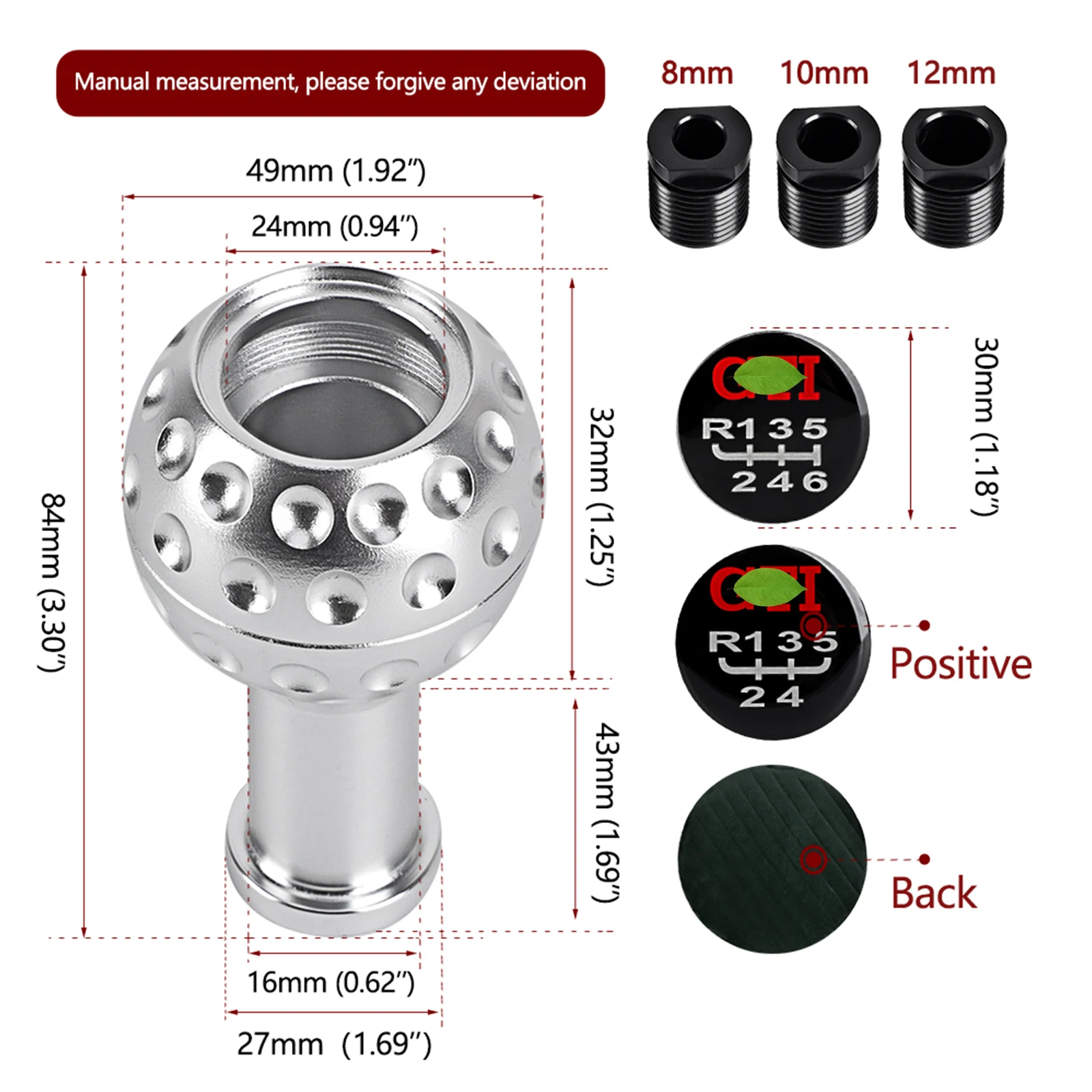 Cnspeed 5 velocidades botão de mudança de engrenagem do carro 6 velocidade manual trans vara cabeça botão alumínio com 3 adaptador