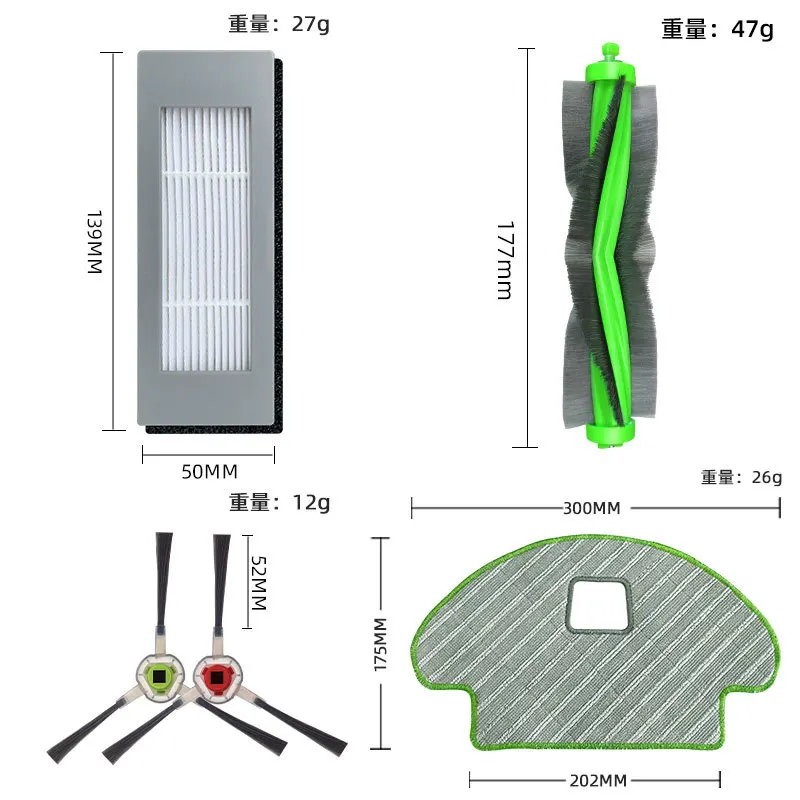 Accesorios principales del paño del paño del mop del filtro de Hepa del cepillo lateral para iRobot Roomba Combo 111 / 113 R 113840   Piezas de robot aspirador