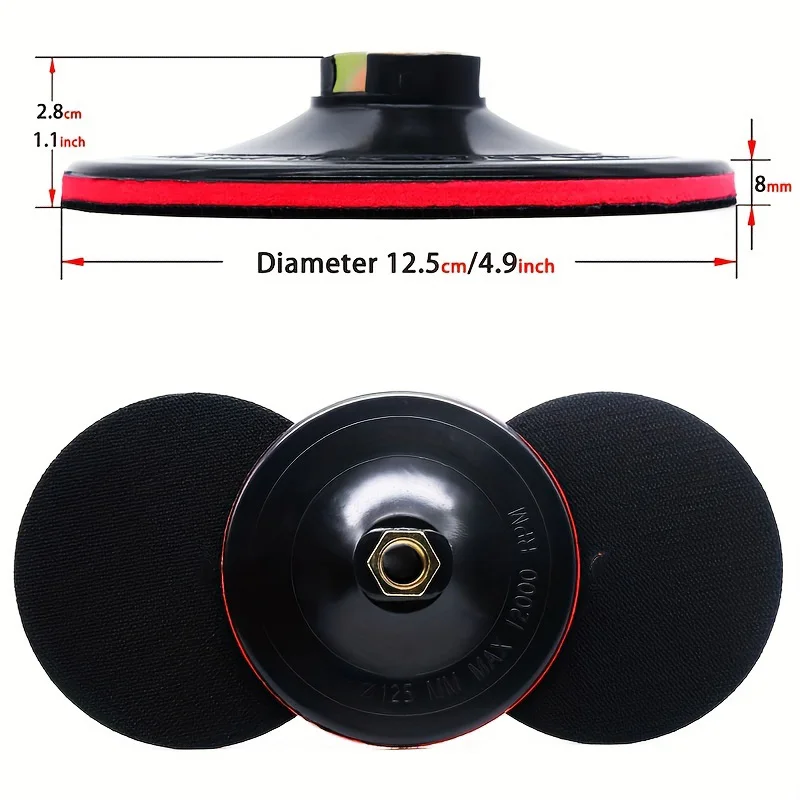 1 pçs 5 Polegada almofada de apoio de plástico de espuma m14 5/8-11 disco de lixa backer para moedor de ângulo almofadas de polimento roda adesivo