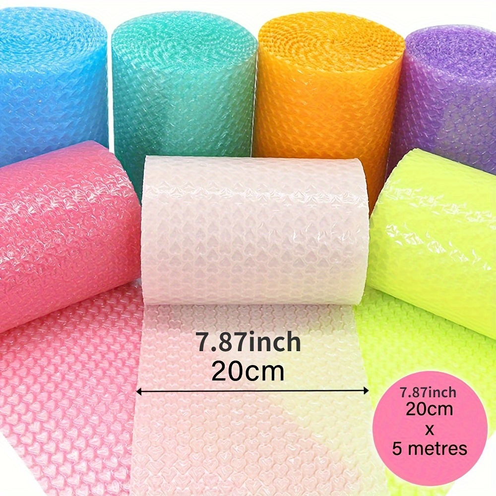 Rolo de embalagem de buffer de bolha de 5m, design em forma de coração, embalagem grossa à prova de choque e frágil, filme de bolha de embalagem expressa