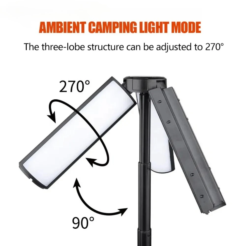 Multifunktionale Campingleuchte, 2-in-1, wiederaufladbare Teleskop-Campinglaterne, Taschenlampe mit Haken, Notfall-Arbeitsleuchte für den Außenbereich