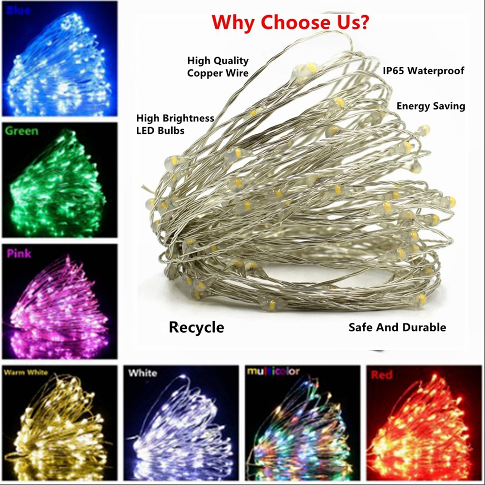 Paquete de 4 guirnaldas de luces LED con enchufe USB, guirnaldas de luces de cobre alimentadas para fiesta, boda, habitación interior, decoración de luces de árbol de Navidad