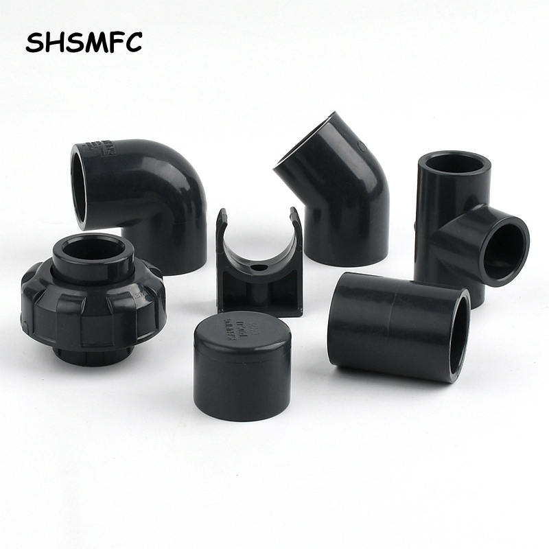 1 unidad I.D 20 ~ 63mm gris oscuro UPVC directo codo de 90 grados acuario jardín riego Tee accesorios de unión de tubo de agua tapa de extremo de tubo de PVC