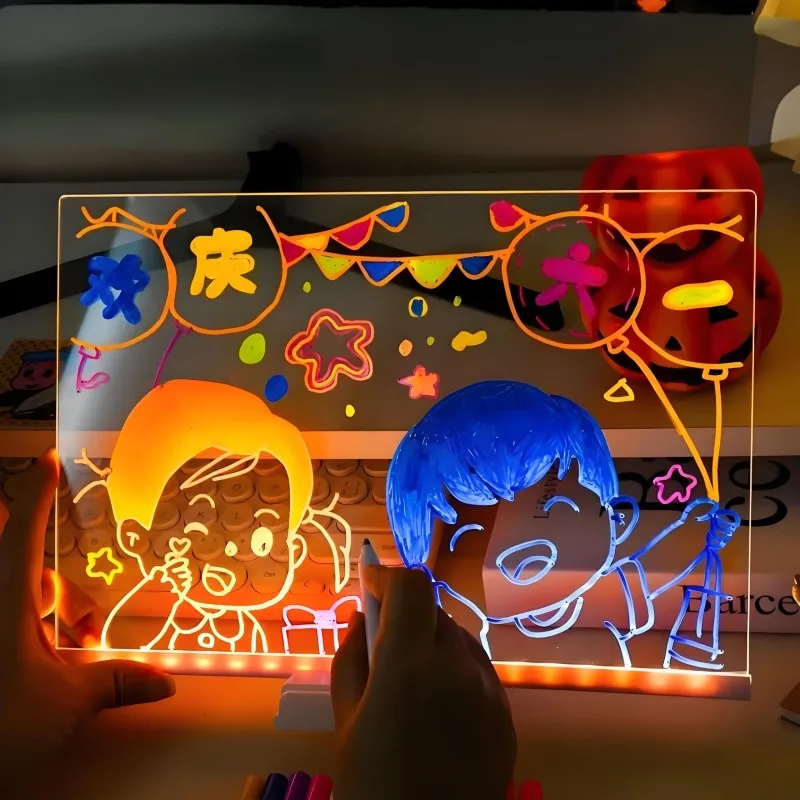 Lampada a LED personalizzata Bacheca per appunti in acrilico USB cancellabile Tavolo da disegno per bambini Camera da letto Luce notturna Compleanno Regalo per bambini