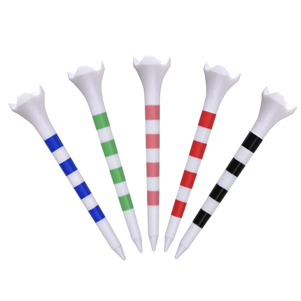 Nuove magliette da golf in plastica da 20 pz/borsa con striscia rossa/nera/blu/rosa/verde scala 70/83mm supporto per palline da golf colorato in 2 dimensioni