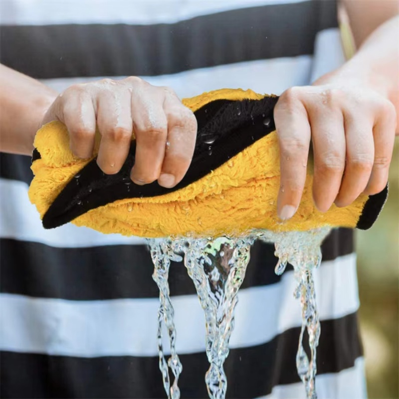 2025 6pcs Microfiber Cleaning Towel Thicken Soft Drying Cloth Car Body Washing Towels Double Layer Clean Rags Car Accessories