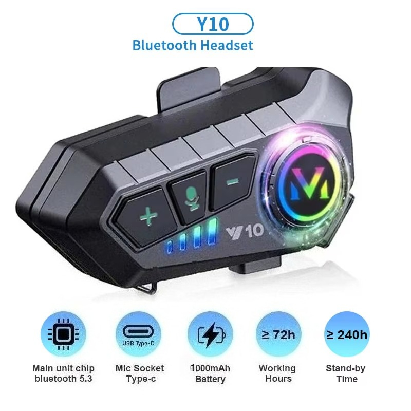 Y10 Мотоциклетная гарнитура intercomunicador casco moto 5,3 Голосовое управление Мотоциклетная беспроводная гарнитура Hands-on Talking Водонепроницаемая