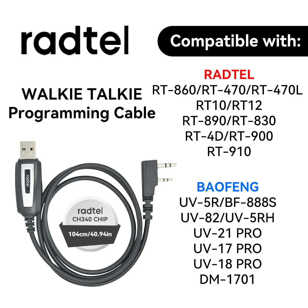 Кабель для программирования Radtel для Radtel RT-4D RT-900 RT-470x RT-860 RT-4D RT-890 RT-900 RT-920 Walkie Talkie для Baofeng UV-5R K5