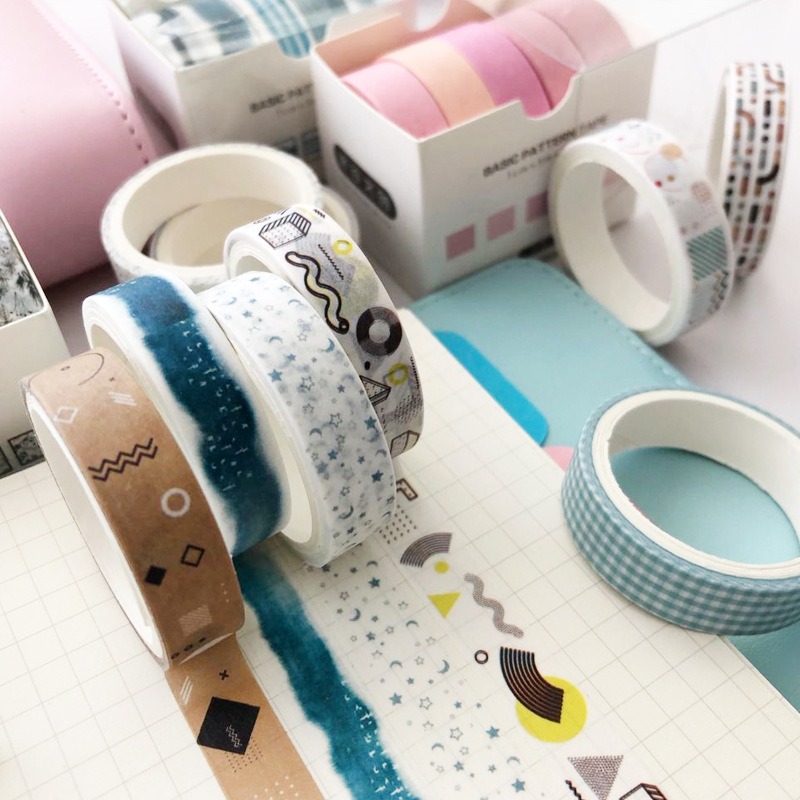 5PCS Washi Tape for Crafts Pet Rolls for Journaling Deco Tape Diary Masking Collage Pet Decorative Adhesive Tape HZJD07