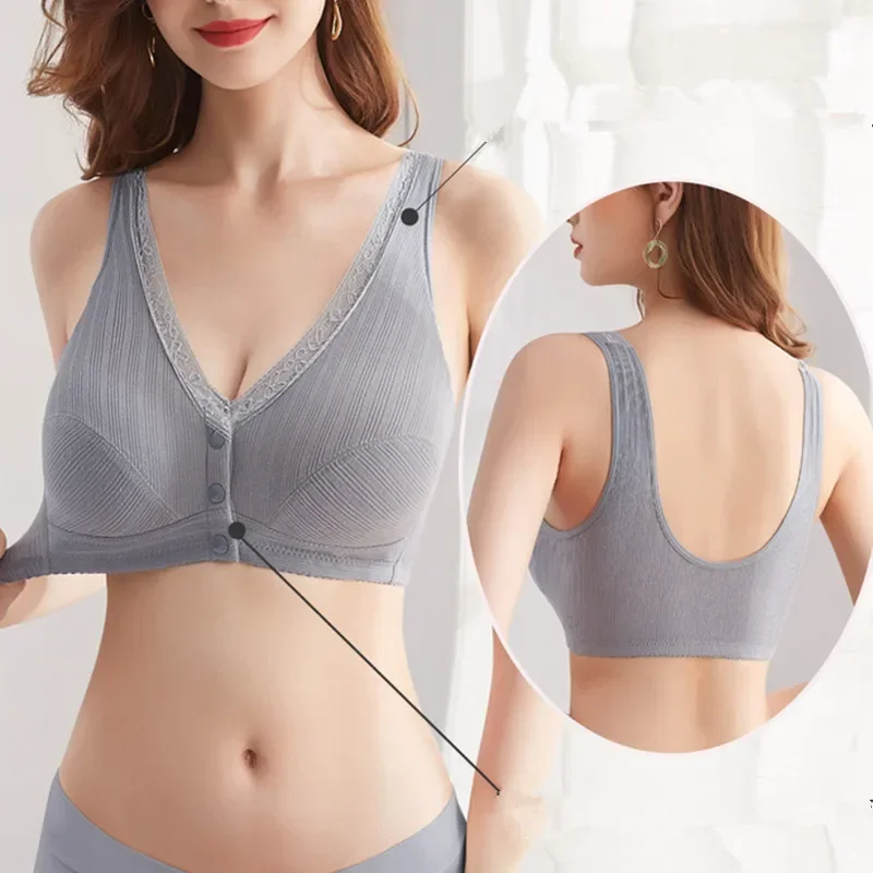Ropa interior cómoda de algodón para mujeres embarazadas, sujetador de maternidad para lactancia, Bralette con cierre frontal, ropa íntima Plus