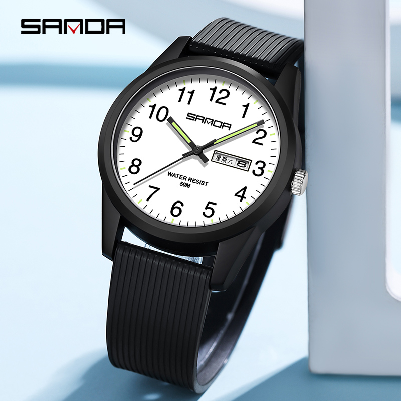Sanda-Reloj de mano luminoso para hombre y mujer, pulsera de silicona, de cuarzo, Simple, para amantes, regalo, 6090