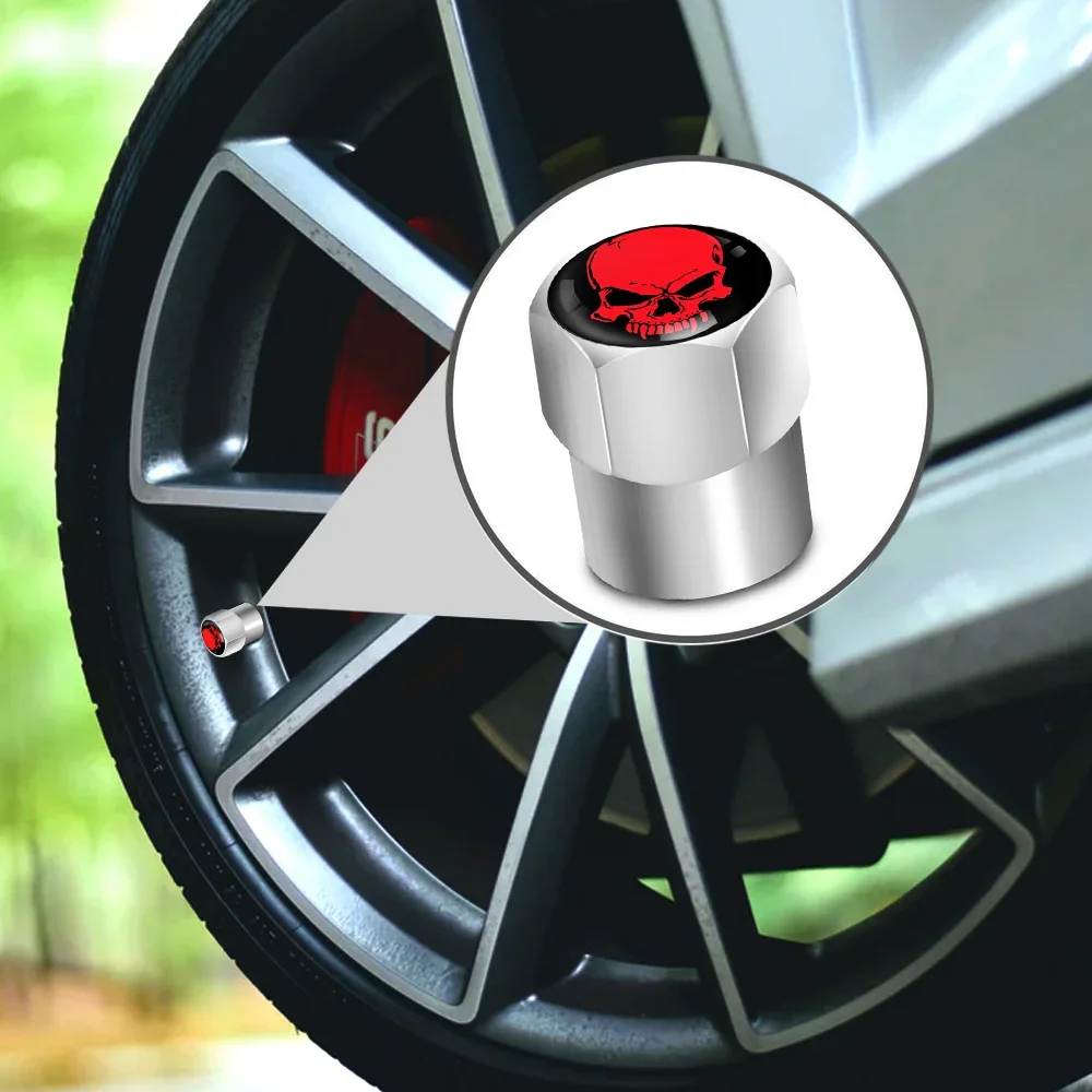 4 unids/set tapa de vástago de válvula de neumático de calavera, resistente a la corrosión, cubierta a prueba de polvo ajuste Universal para coche, bicicleta, camión, motocicleta