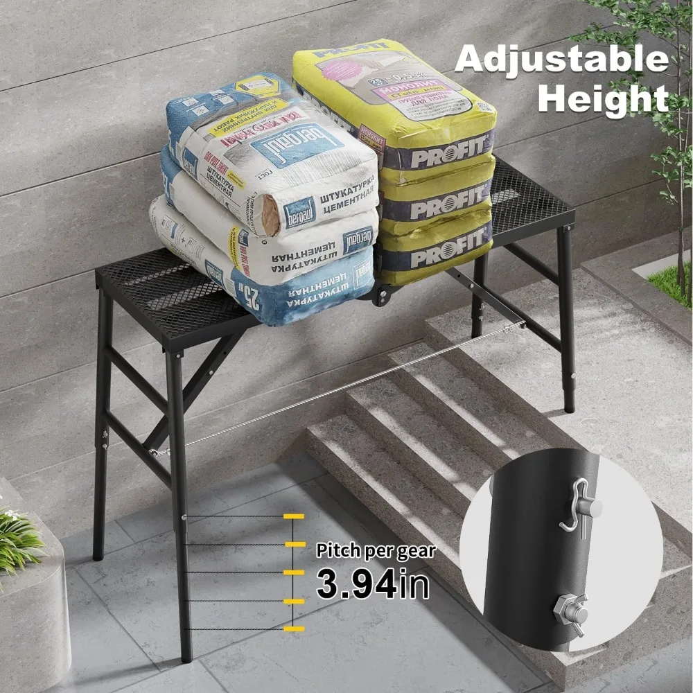 Scaffolding Platform 15.75x59.05 Adjustable Work Platform Support 660 lbs Portable Scaffold 5 Gear Adjust Height 31 to 46 inches