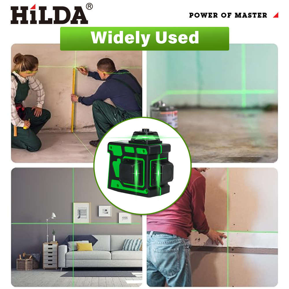 HILDA 16 líneas súper potente nivel láser 4D haz verde alta precisión automático 360 Horizontal y Vertical autonivelante