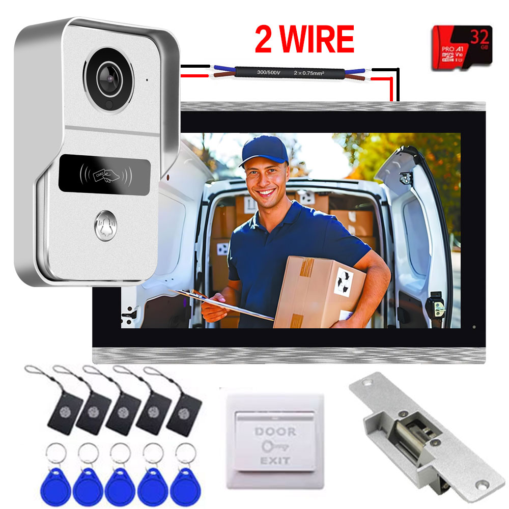 2-проводная цифровая IP-видеодомофонная система 7/10-дюймовый WIFI-монитор 1080P Домофонная камера Видеокарта дверного звонка Tuya APP Unlock