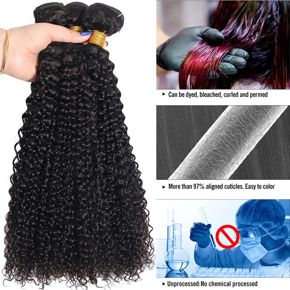 12a malaio kinky encaracolado pacotes com fecho virgem pacotes de cabelo humano com fechamento onda profunda água 3 pacotes com fecho