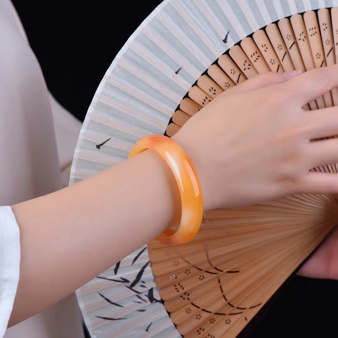 Hetian Pulseiras De Jade De Seda Dourada para Mulheres, Pedra De Jade Amarelo Natural, Pulseira De Pedras Preciosas Elegante, Encantos De Luxo Jóias