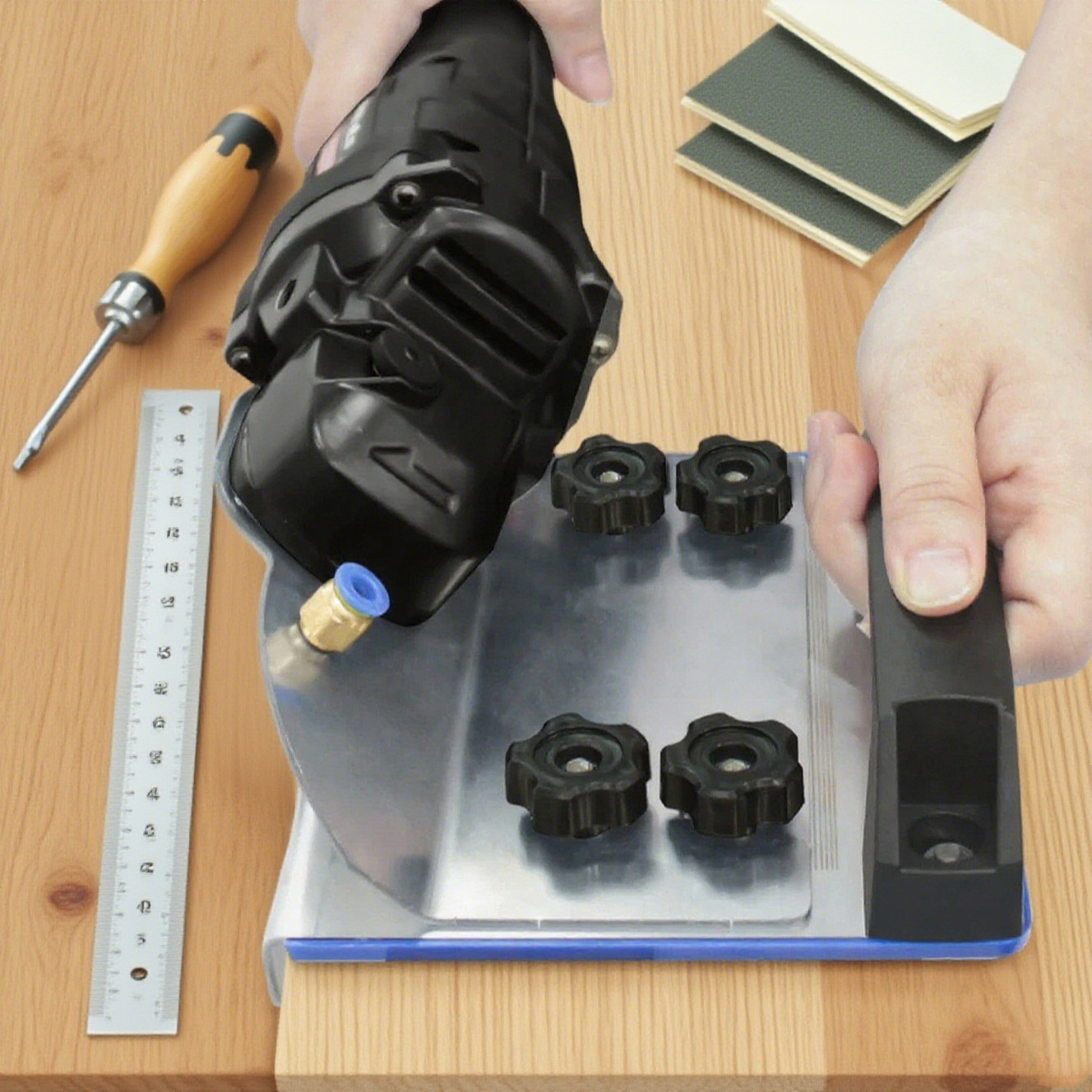 Corte de chaflán de 45 grados 45 °   Herramienta de biselado de azulejos angulares para cortar azulejos, soporte de amoladora angular de piedra de cerámica para azulejos