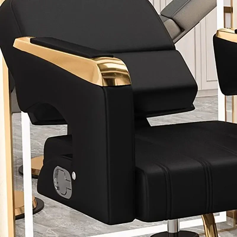 グレー化粧理髪椅子リクライニング可能なクラシックプロフェッショナルチェアスイベルリフタースクエアマットソフト Cadeira デ Barbeiro 家具