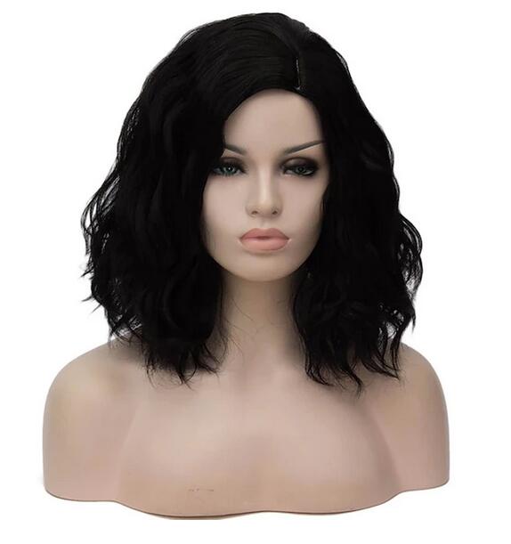 Pelucas de pelo sintético para mujer, pelo negro y blanco, azul, rosa, morado, verde, multicolor, Cosplay, Halloween