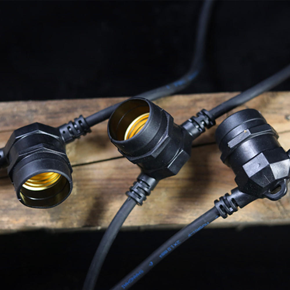 Cable de cadena LED impermeable de grado comercial con enchufes E27 para exteriores, guirnalda de vacaciones, jardín, iluminación de boda, 10M
