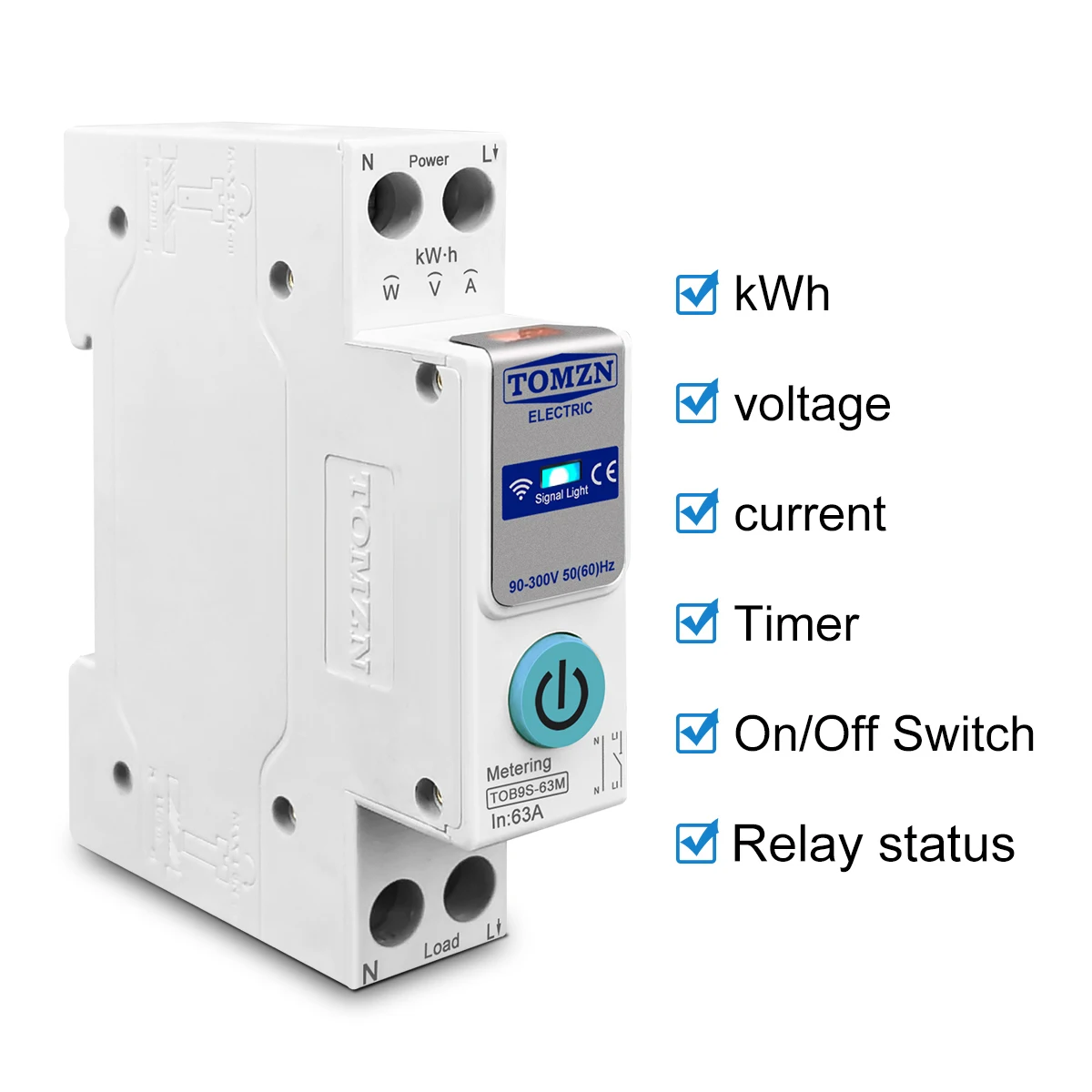 TUYA smartlife 1- 63A TOMZN 1P+N WIFI Smart Switch Energy Meter Kwh Metering Monitoring Circuit Breaker Timer Relay MCB
