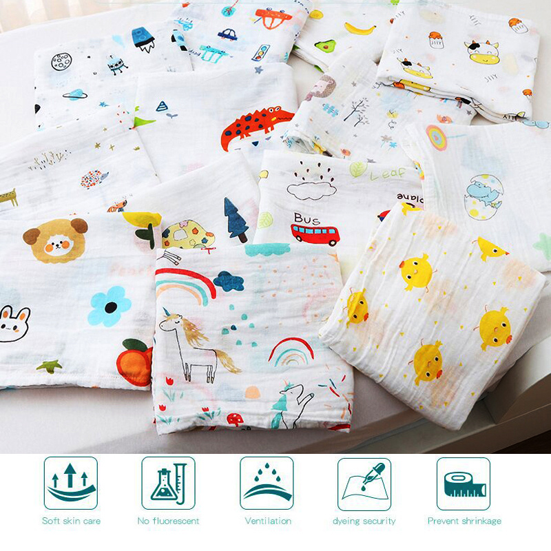 Couverture pour bébé en coton biologique Ultra doux, 70x70cm, lange d'emmaillotage pour nouveau-né, double couche, tissu d'alimentation pour nourrissons, serviette, écharpe, articles pour bébé