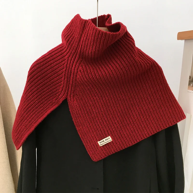 Nueva bufanda de cuello alto dividida para mujeres niñas estudiantes Otoño Invierno pañuelo tejido de Color sólido bufandas suaves chales envolventes para el cuello