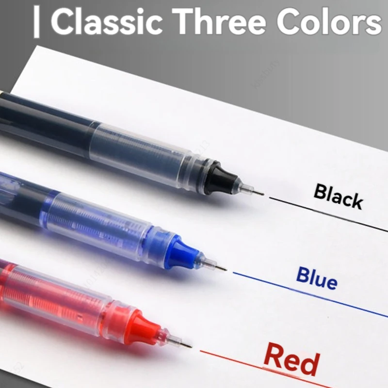 3–5 Stück gerader flüssiger Gelstift, schnell trocknend, großes Fassungsvermögen, 0,5 mm, schwarz-blaue Tinte zum Schreiben von Schulbüro- und Schreibwaren