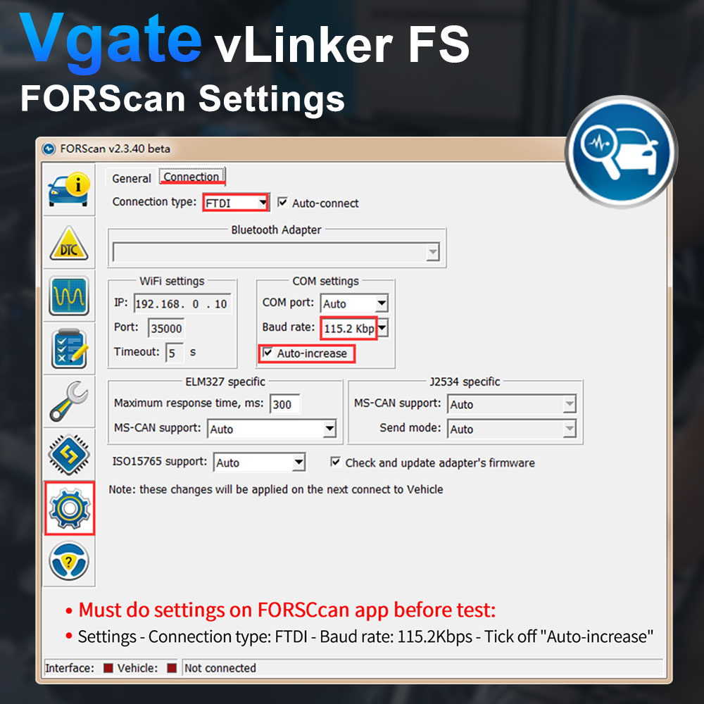 Vgate vLinker FS ELM327 HS/MS-CAN pour Ford FORScan ELM 327 OBD 2 OBD2 outils d'interface de Scanner de Diagnostic de voiture OBDII pour Mazda