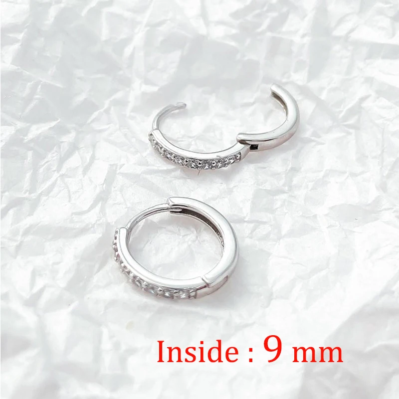 2 Chiếc Đồng Hồ Thép Không Gỉ Tối Thiểu Pha Lê Zirconia Vòng Bông Tai Bạc Nhỏ Hiệu Huggie Sụn Bông Tai Xoắn Tragus Trang Sức Khuyên