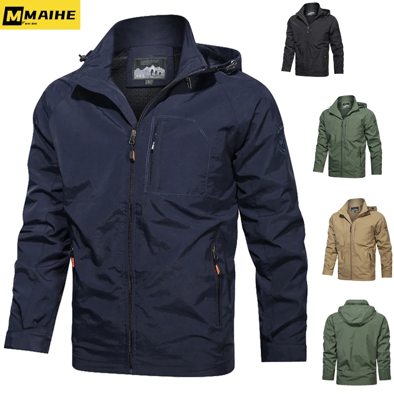 Jaqueta de acampamento caminhadas dos homens primavera outono esportes ao ar livre casacos respiráveis escalada trekking blusão viagem jaqueta à prova dwaterproof água