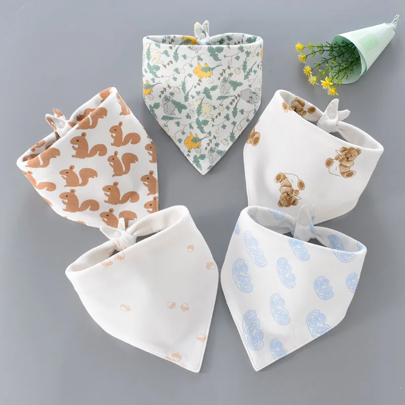 5 pçs/lote babadores do bebê algodão saliva toalha triângulo cachecol recém-nascido dupla camada panos de arroto bandana acessórios do bebê recém-nascido