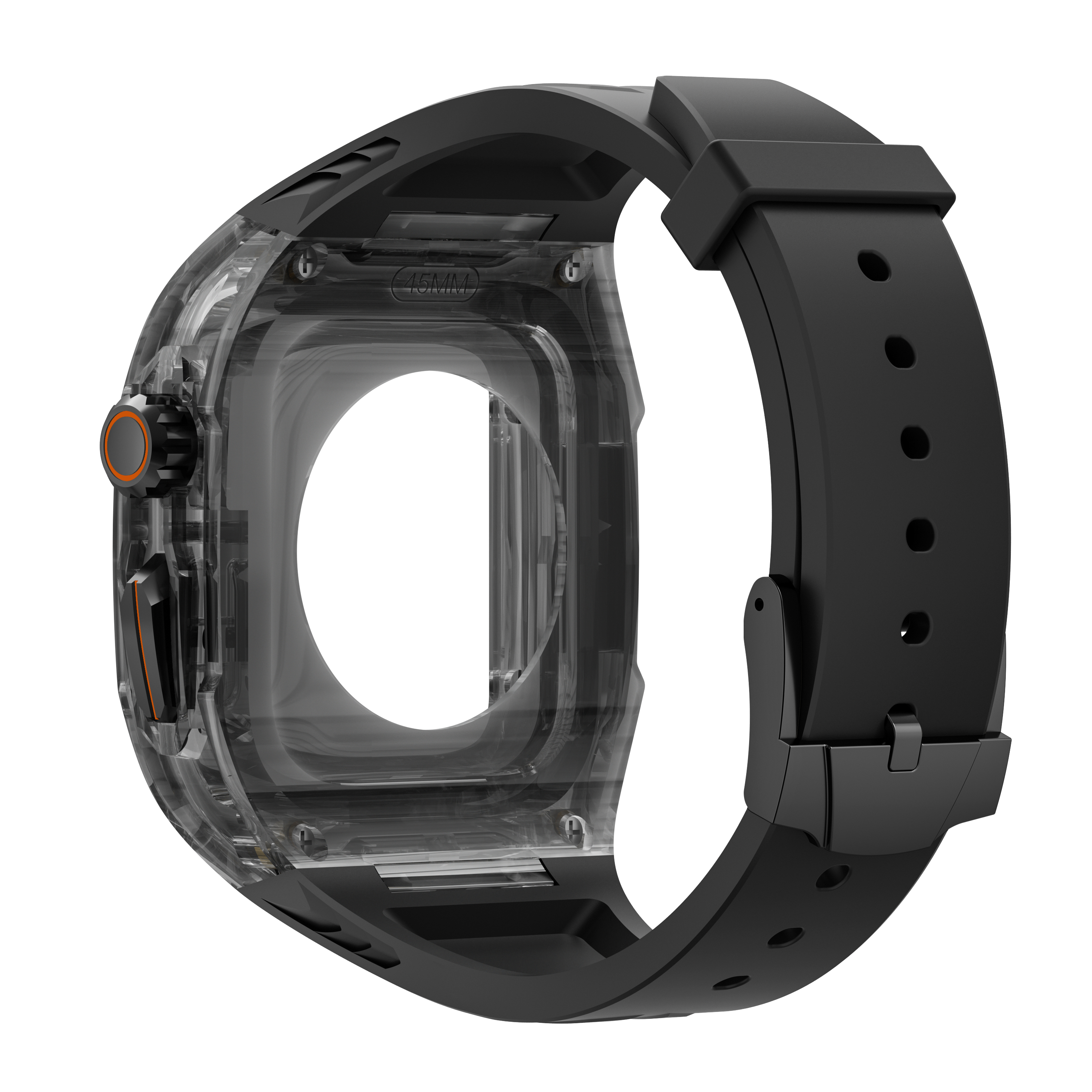 Apple Watch シリーズ 9 8 7 6 5 4 40or41mm 44or45mm 49mm 高級修正ストラップ透明ケース + 統合 TPU ストラップに適しています。